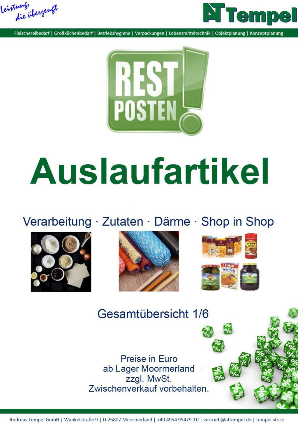 PDF herunterladen: Auslaufartikel – Verarbeitung, Zutaten, Därme und Shop-in-Shop