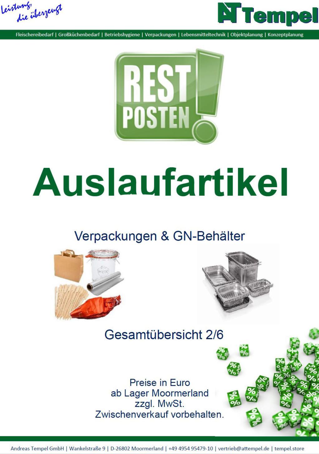 PDF herunterladen: Auslaufartikel – Verpackungen und GN-Behälter