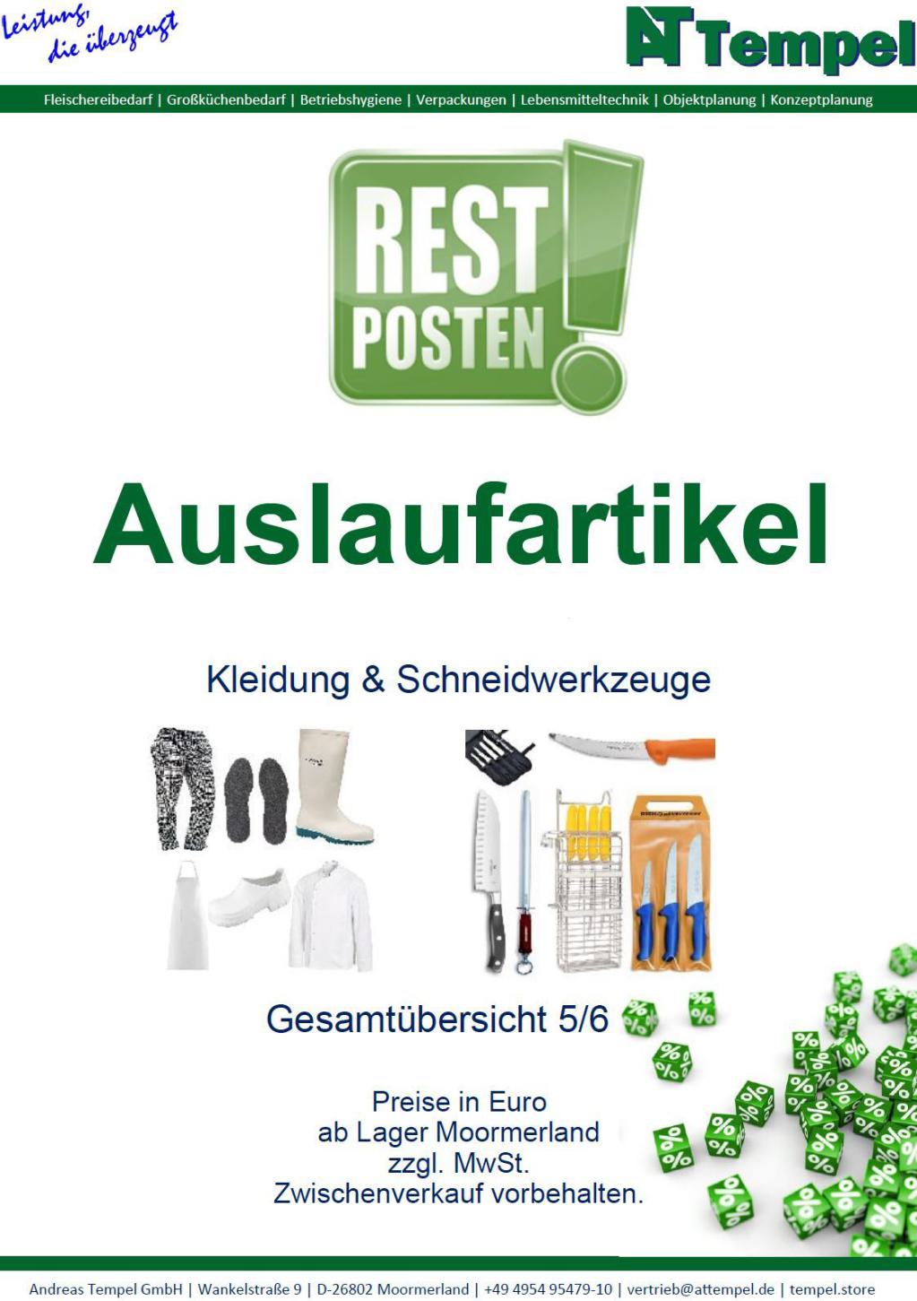 PDF herunterladen: Auslaufartikel – Kleidung und Schneidwerkzeuge