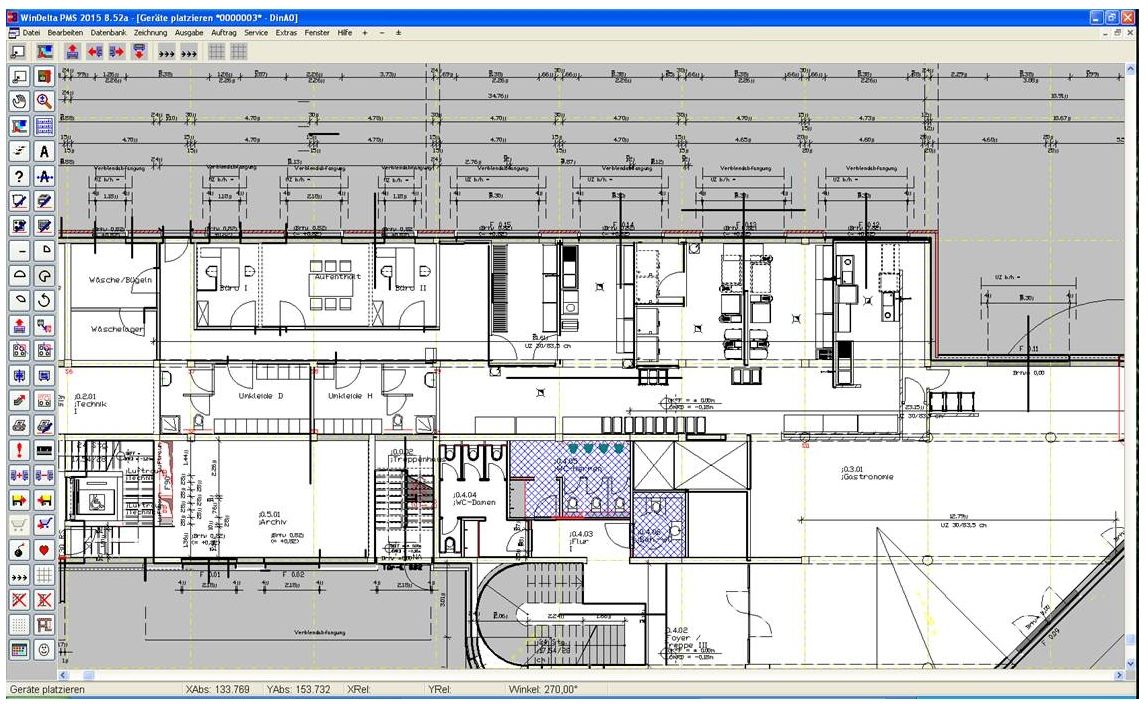 CAD-Grundriss einer Großküchenplanung