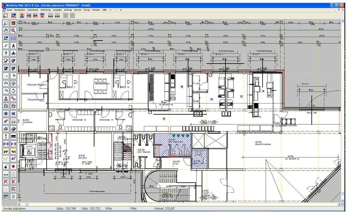 CAD-Grundriss einer Großküchenplanung