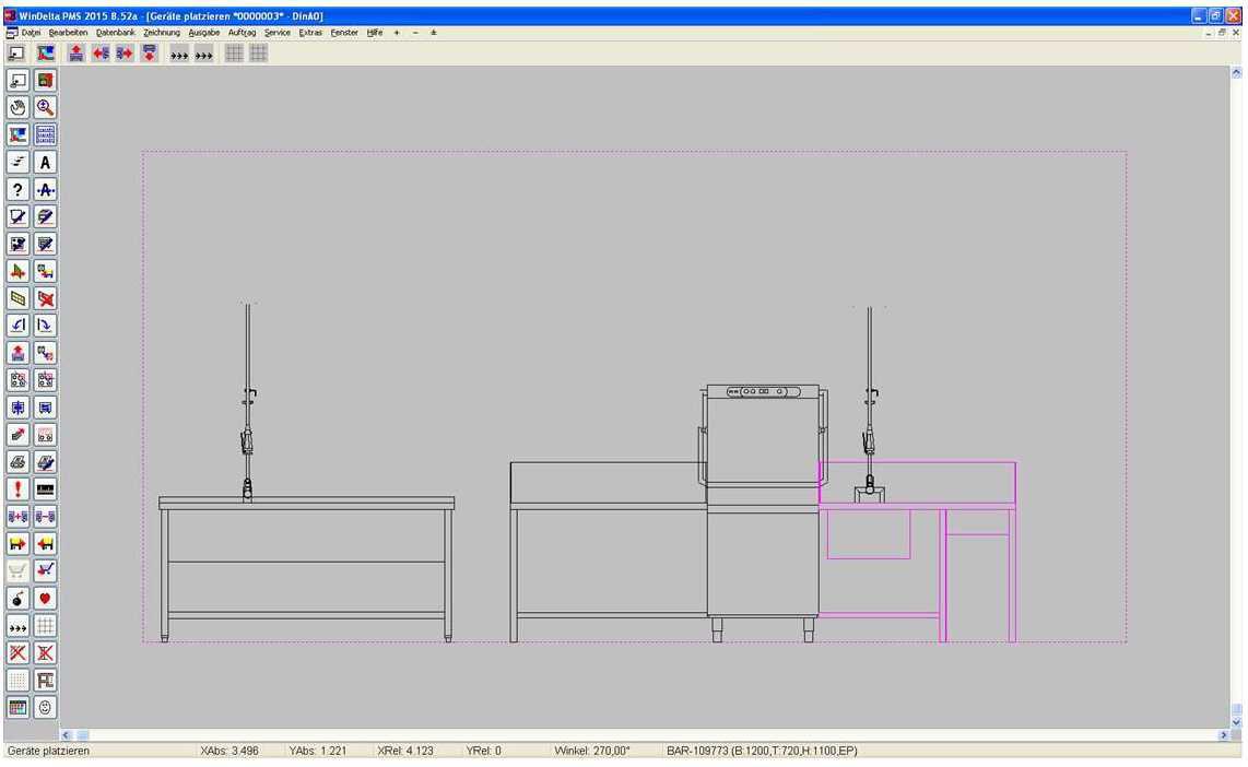 CAD-Grundriss einer Großküchenplanung