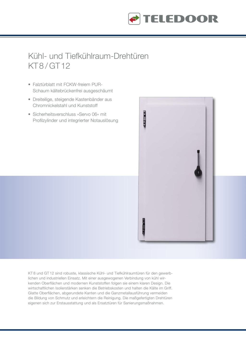 Teledoor Kühlraum-Drehtüren KT und GT (PDF öffnen)