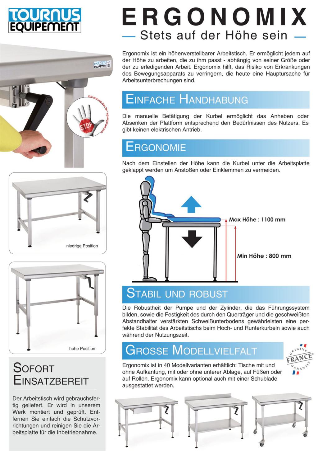 Tournus Ergonomix höhenverstellbarer Arbeitstisch (PDF öffnen)