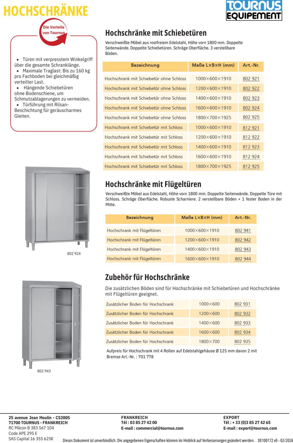 Tournus Hochschränke (PDF öffnen)