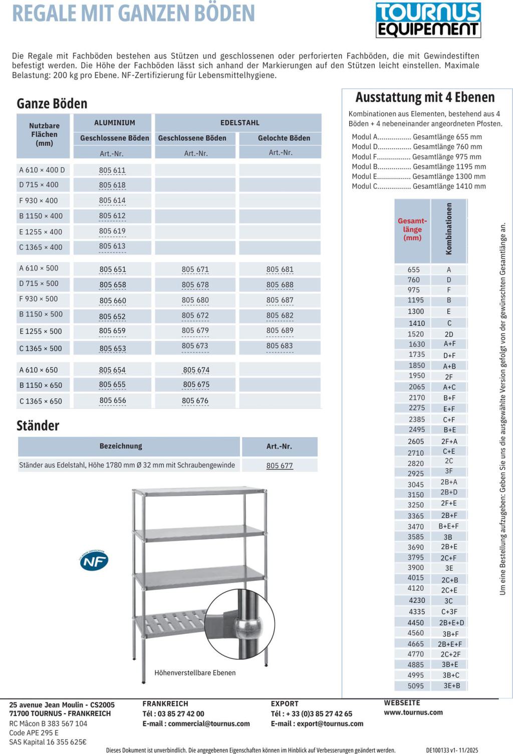 Tournus Regale mit ganzen Böden (PDF öffnen)