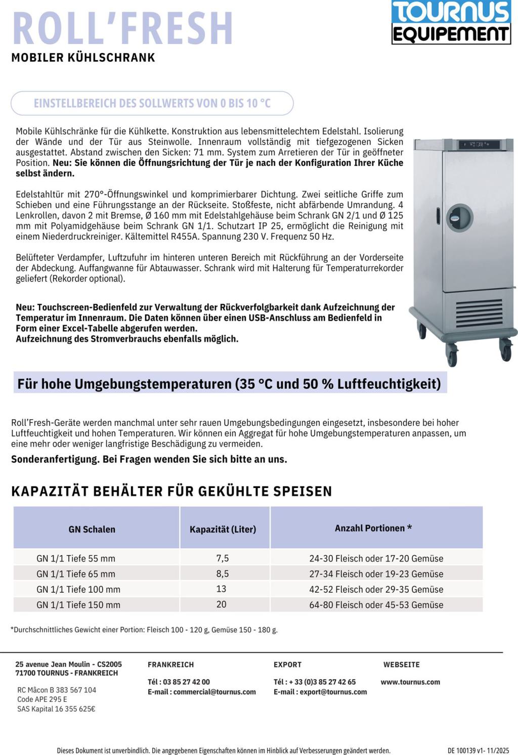 Tournus RollFresh mobiler Kühlschrank (PDF öffnen)